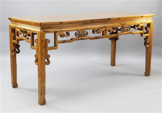 A Chinese golden wood altar type table, W.6ft 2in.